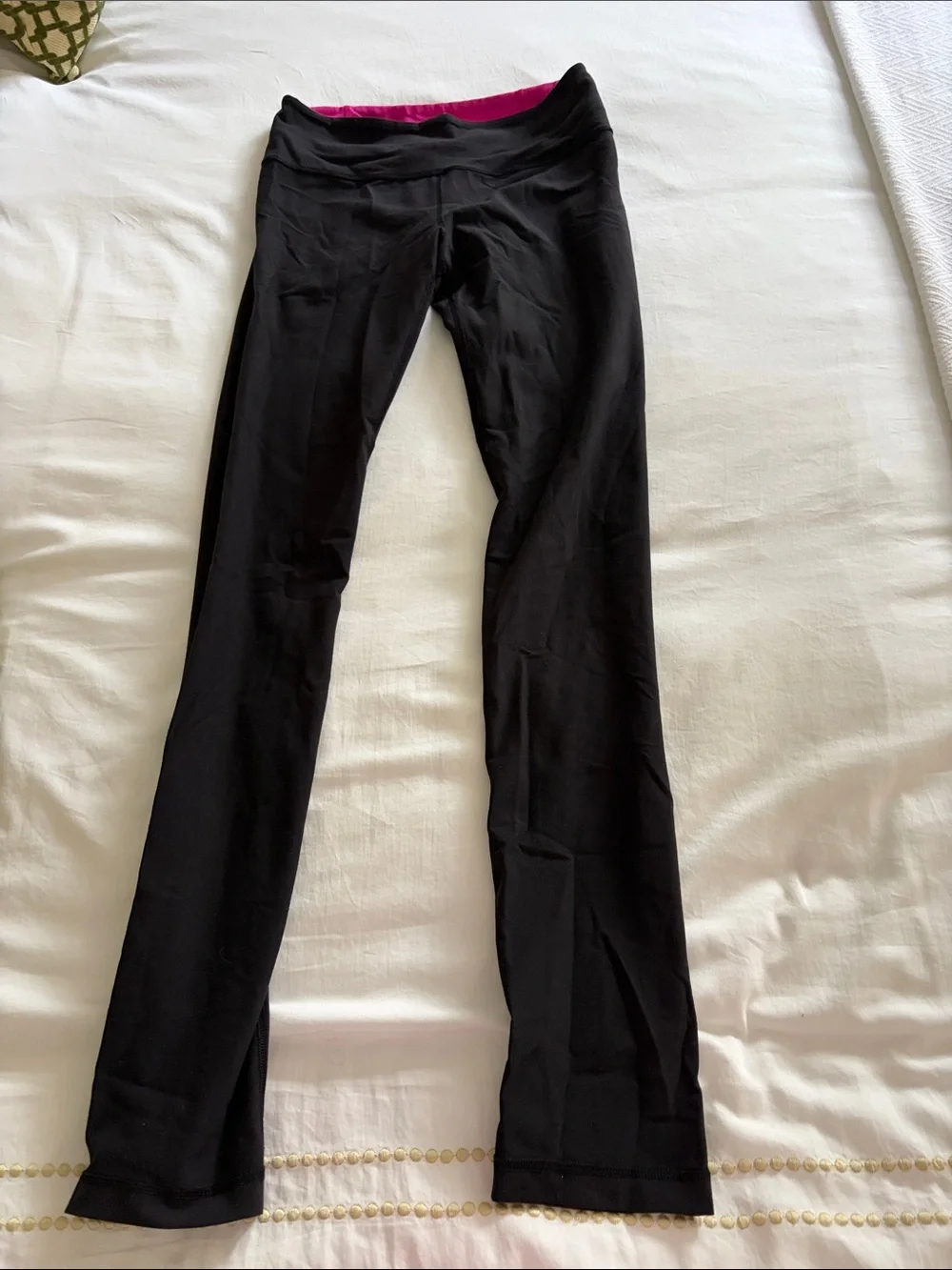 lululemon athletica Black Leggings with Pink Waistband